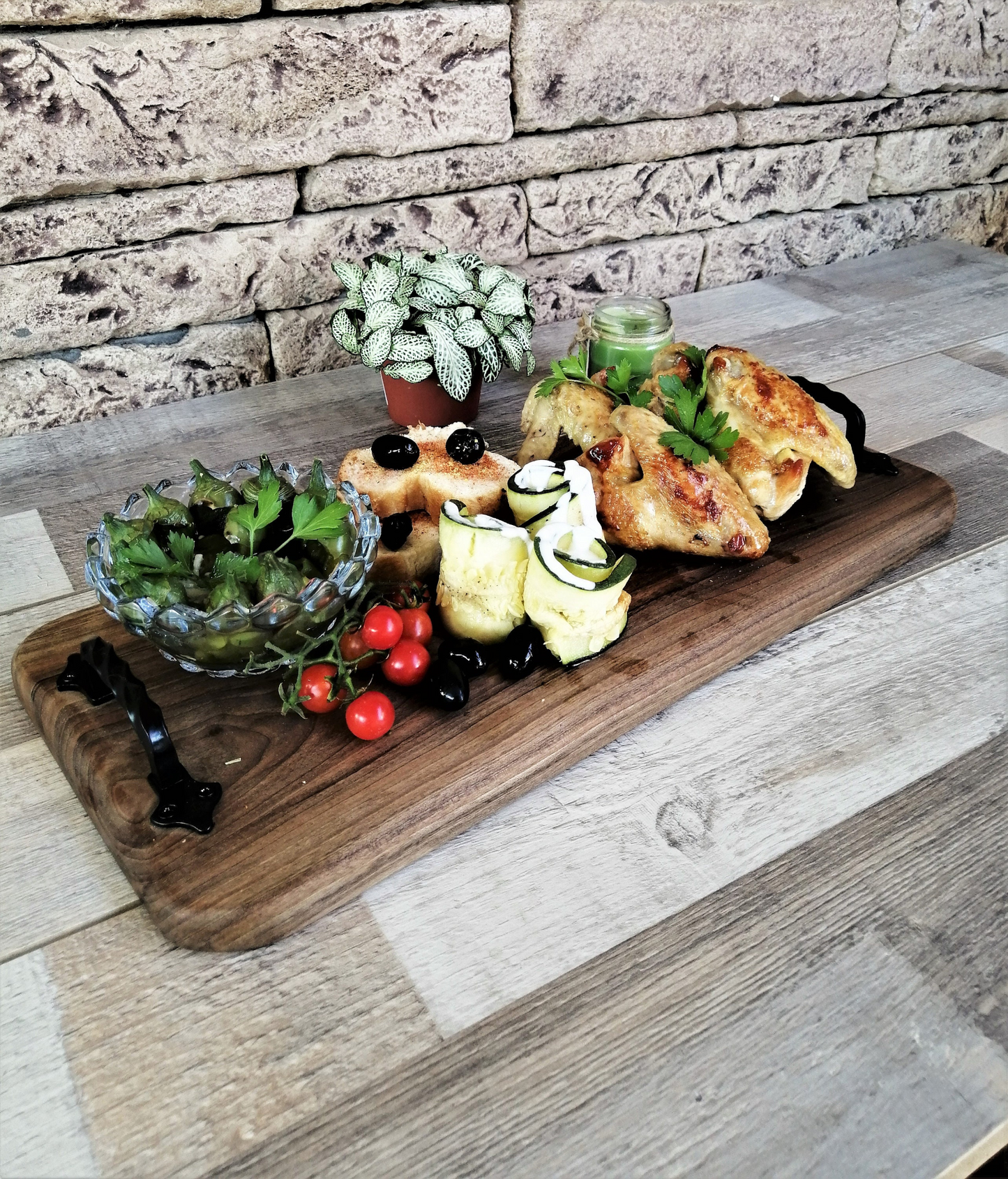 Large Serving Board Catering Extra Long Tray Charcuterie Platter w/Handles