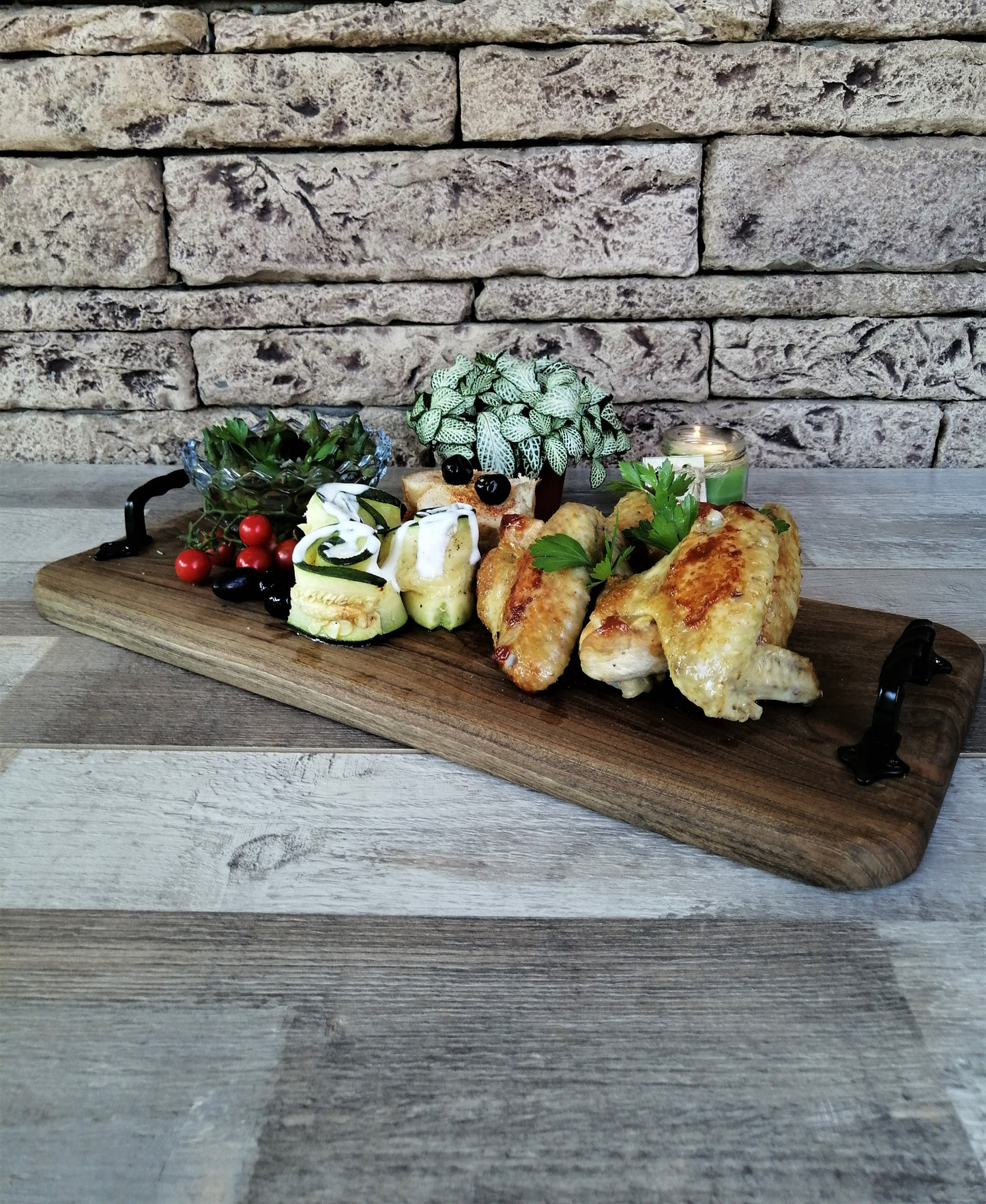 Large Serving Board Catering Extra Long Tray Charcuterie Platter w/Handles