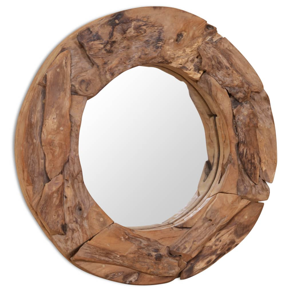 Decorative Round Teak Mirror