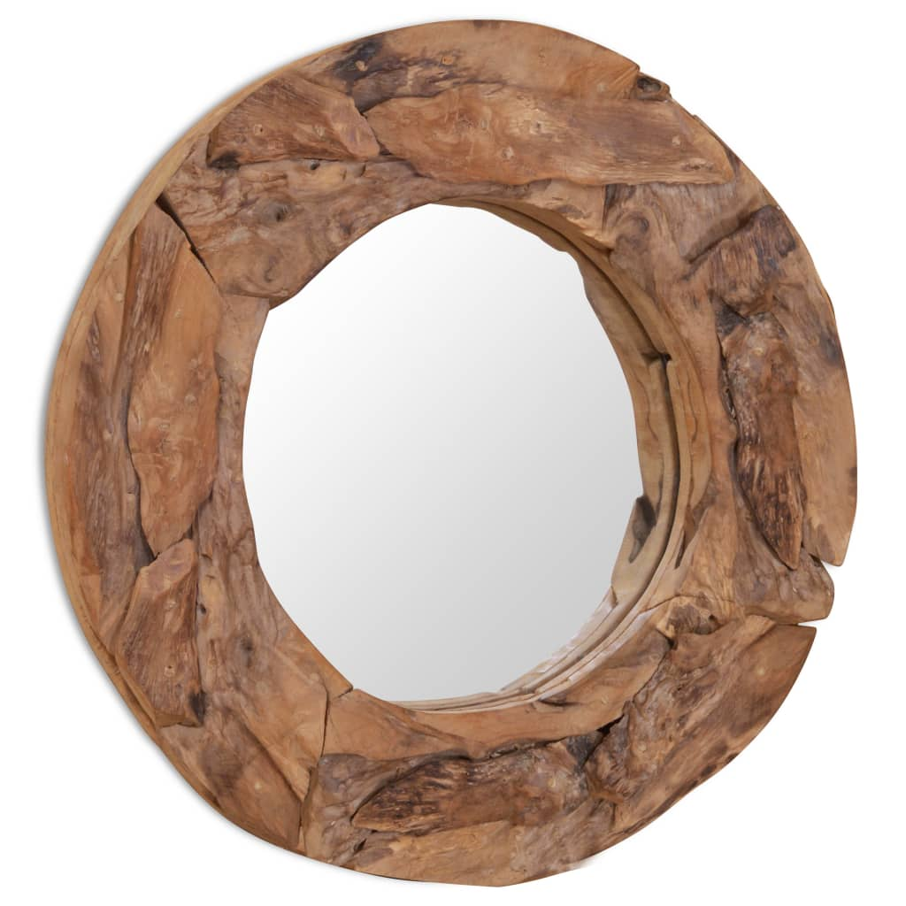 Decorative Round Teak Mirror