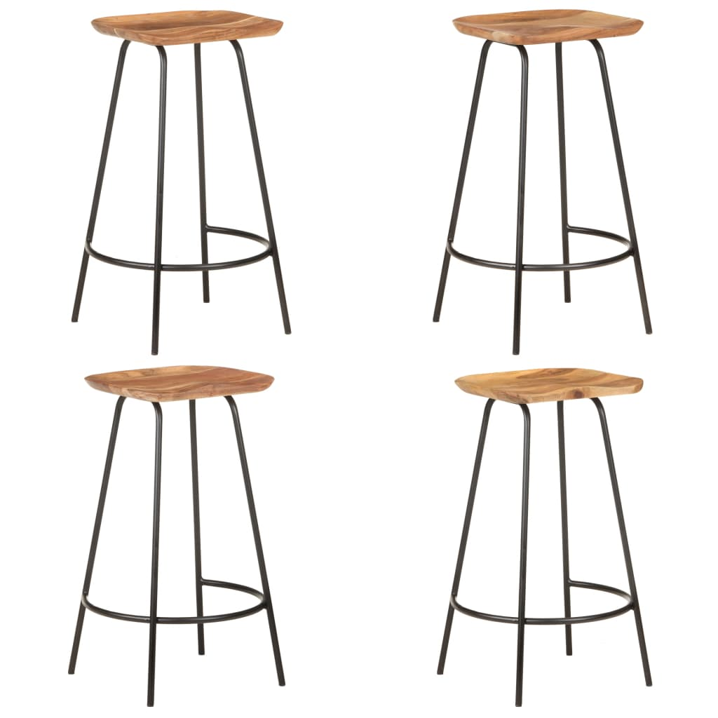 Solid Acacia Wood Stools (Set of 4)