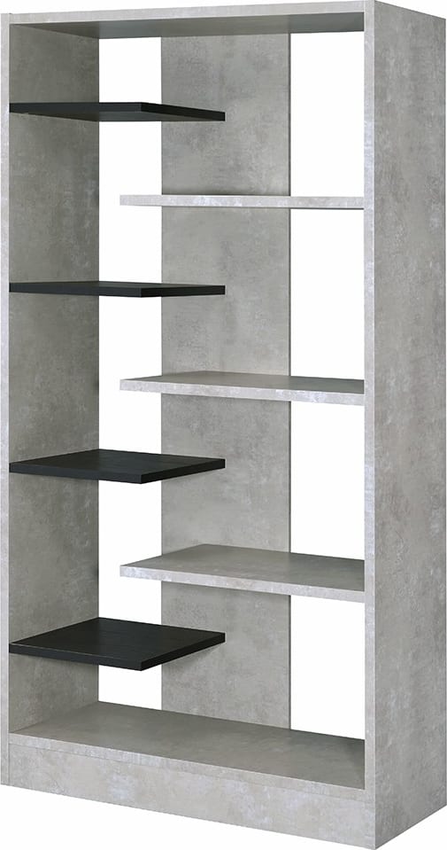 Magna Bookshelf in Faux Concrete & Black