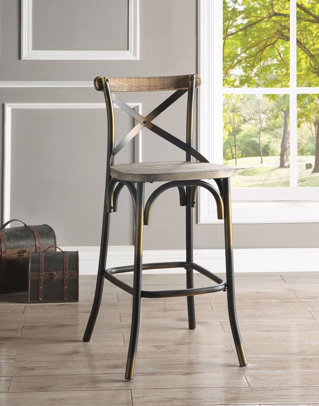 Zaire Bar Chair/ Antique Copper-Antique Oak