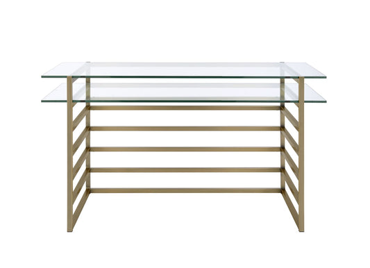 Shona Desk in Antique Gold & Clear Glass