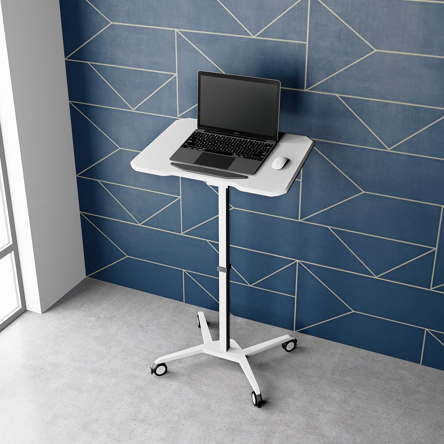 Techni Mobili Sit-to-Stand Laptop Computer Stand w/Height Adjustable and Tiltable Tabletop