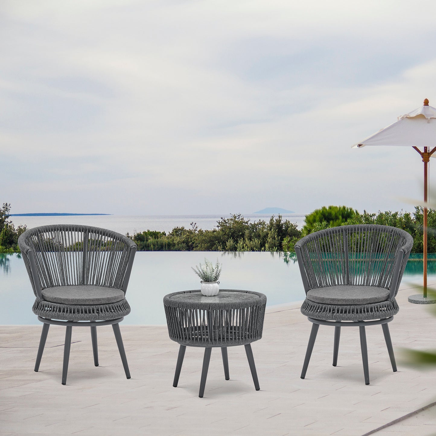 Modern Outdoor Table & Chairs -3 pcs.