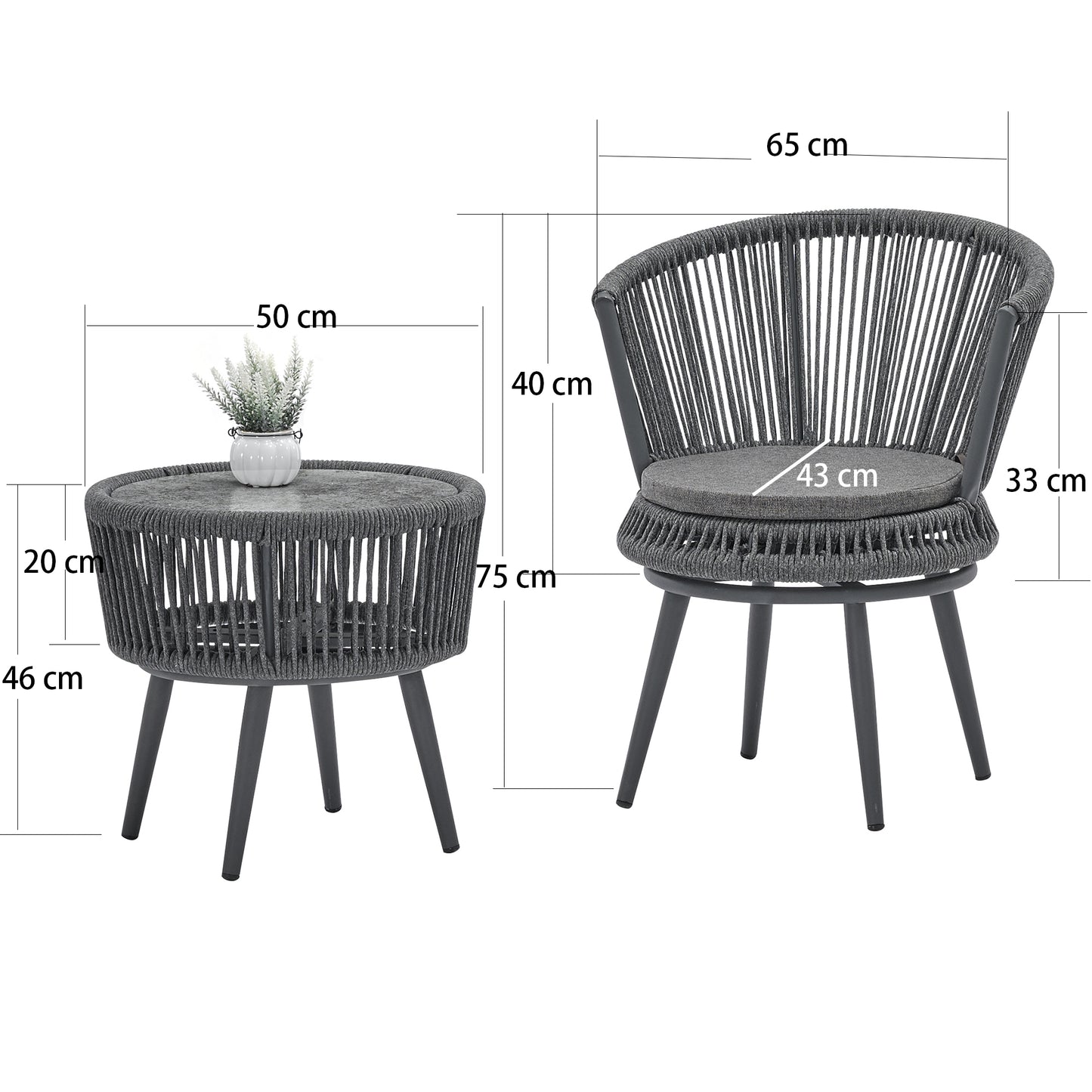 Modern Outdoor Table & Chairs -3 pcs.