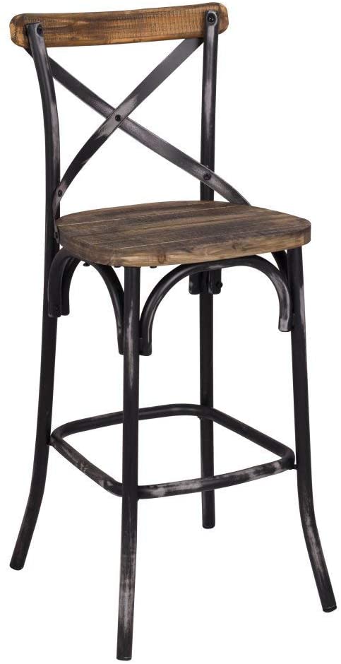 Zaire Bar Chair (1Pc)/ Antique Black-Antique Oak
