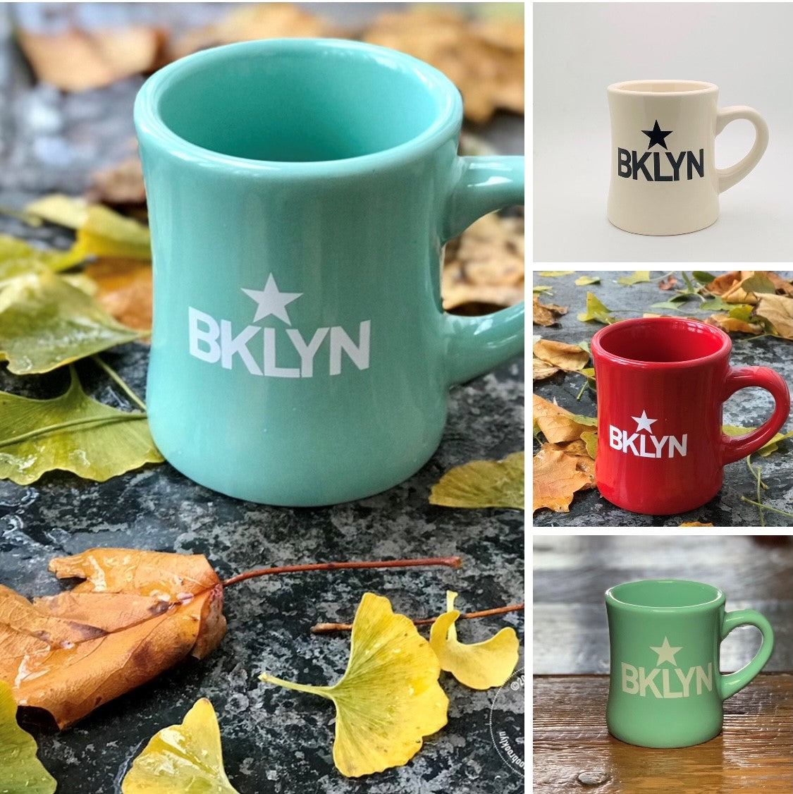 Nostalgic  Ceramic Old-Timer Diner Brooklyn Mugs/ Avocado