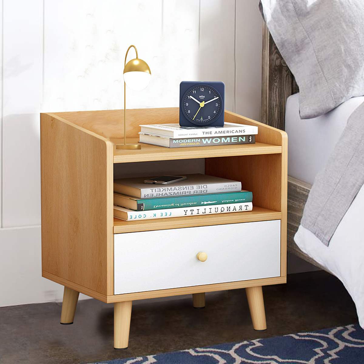 US Fast-shipping Simple Bedside Table Cabinet Bedroom Locker Economical Mini Small Apartment Bedroom Nightstands Modern Locker