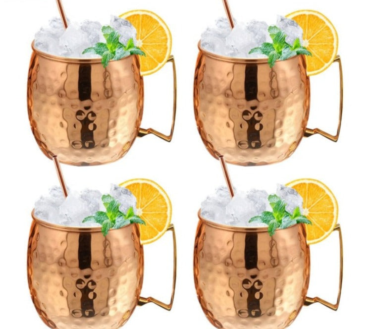 Hammered Copper Plated Moscow Mule Mugs/ 4pcs./ 18 oz.