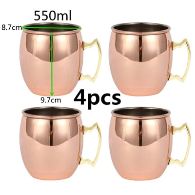 Hammered Copper Plated Moscow Mule Mugs/ 4pcs./ 18 oz.