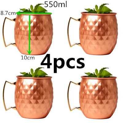 Hammered Copper Plated Moscow Mule Mugs/ 4pcs./ 18 oz.