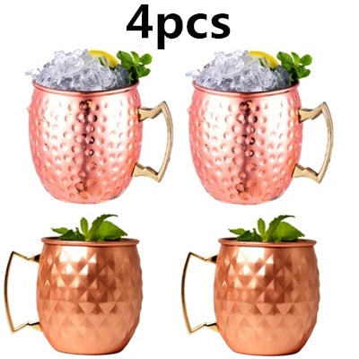 Hammered Copper Plated Moscow Mule Mugs/ 4pcs./ 18 oz.