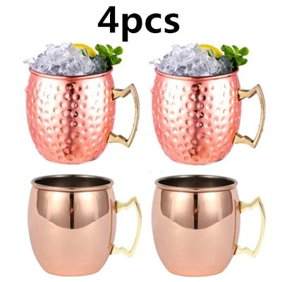 Hammered Copper Plated Moscow Mule Mugs/ 4pcs./ 18 oz.