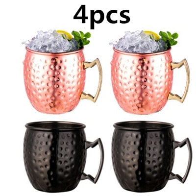 Hammered Copper Plated Moscow Mule Mugs/ 4pcs./ 18 oz.