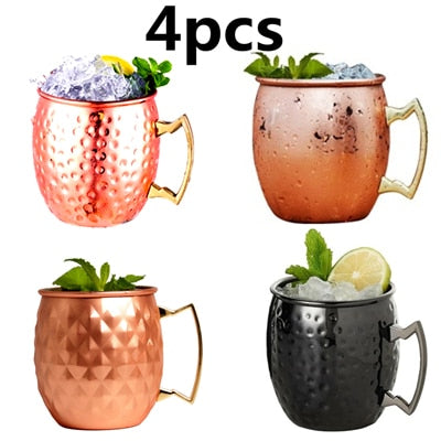 Hammered Copper Plated Moscow Mule Mugs/ 4pcs./ 18 oz.