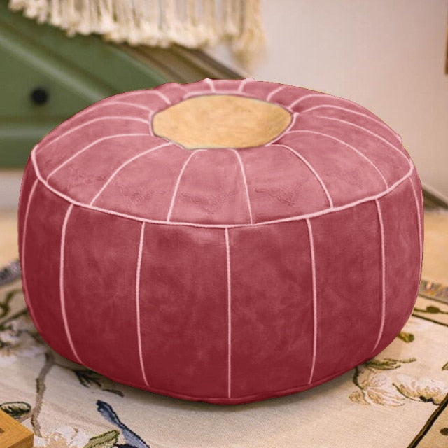 Moroccan Faux Leather Pouf Cover/ Insert Not Included