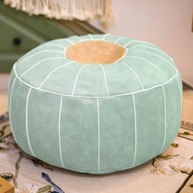 Moroccan Faux Leather Pouf Cover/ Insert Not Included