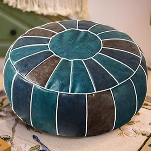 Moroccan Faux Leather Pouf Cover/ Insert Not Included