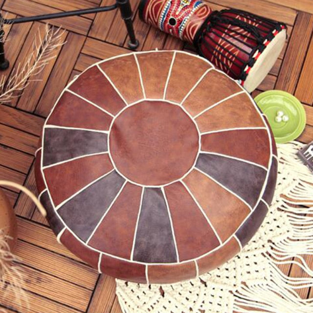 Moroccan Faux Leather Pouf Cover/ Insert Not Included