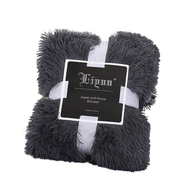 Long Shaggy Fuzzy Soft Faux Fur Throw Blanket or Pillow Cover/ Pillow Insert Not Included