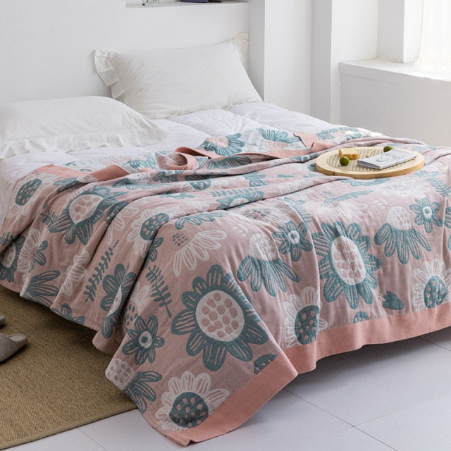 Japanese throw blanket-Bedspread/ 100% Cotton Gauze