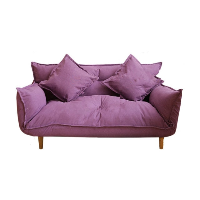 Modern Two Seater Sleep-Sofa  Adjustable Foldable/ Wood Legs
