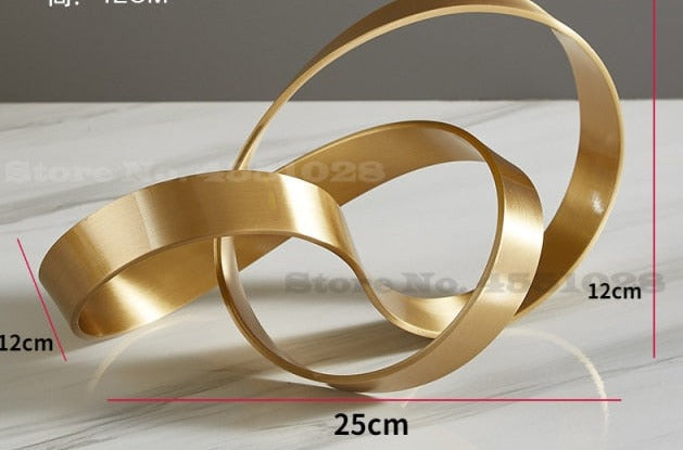 Nordic Retro Geometric Gold Ring Sculpture