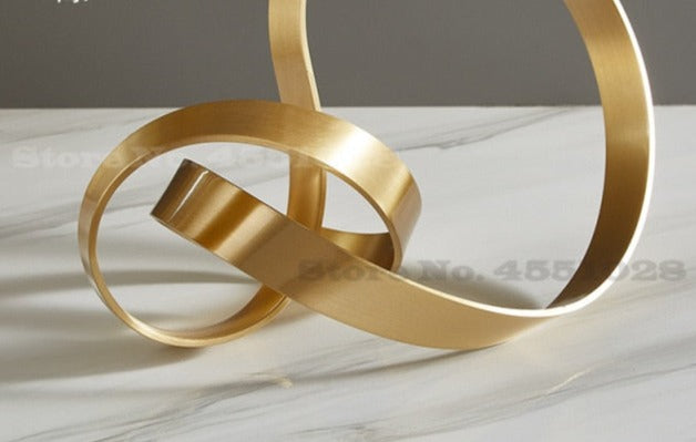 Nordic Retro Geometric Gold Ring Sculpture